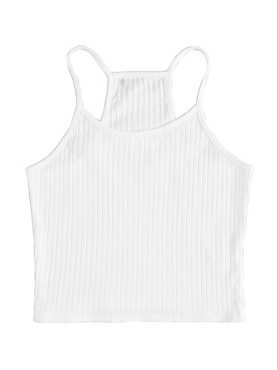 Shoulder Straps Ribbed Fitted Crop Top