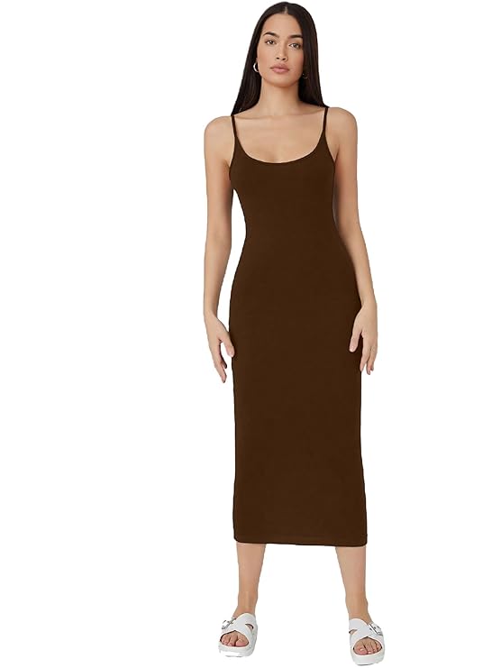 Shoulder Straps Sleeveless Bodycon Midi Dress
