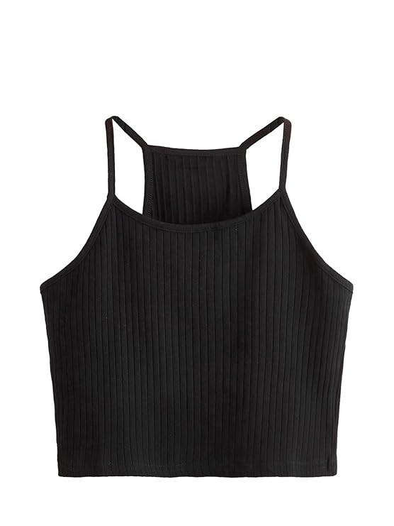 Shoulder Straps Ribbed Fitted Crop Top