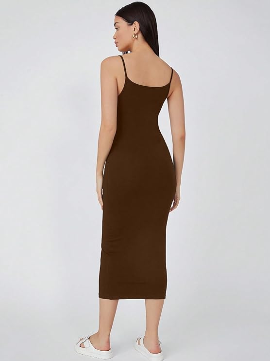 Shoulder Straps Sleeveless Bodycon Midi Dress