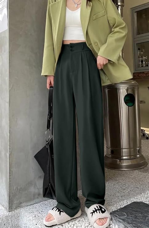 Women Relaxed Polyester Trousers