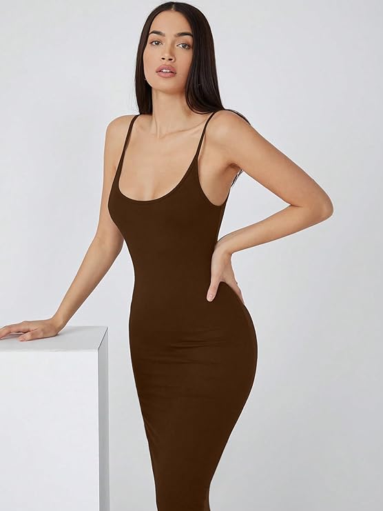 Shoulder Straps Sleeveless Bodycon Midi Dress