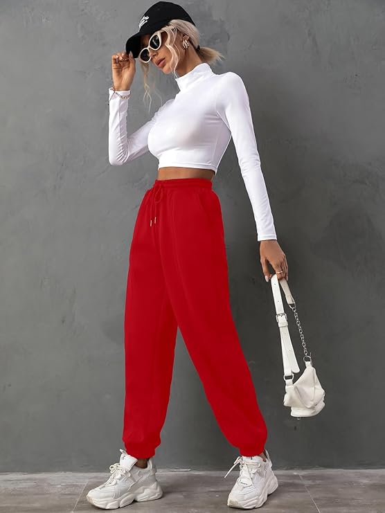 RED JOGGER SWEATPANTS FOR WOMEN
