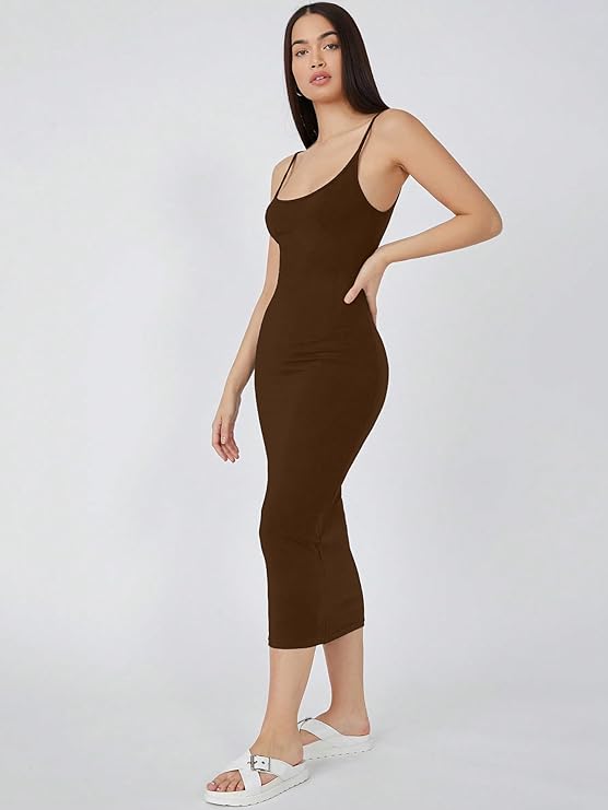 Shoulder Straps Sleeveless Bodycon Midi Dress