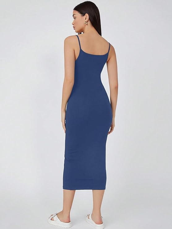 Shoulder Straps Sleeveless Bodycon Midi Dress