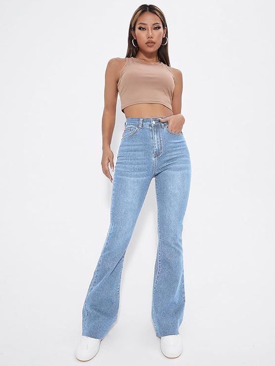 Women High-Rise Stretchable Denim Flared Jeans