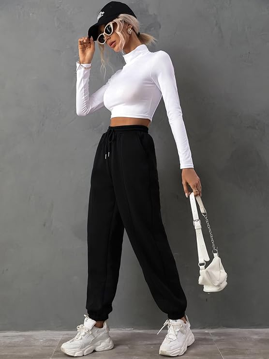 BLACK JOGGER SWEATPANTS FOR WOMEN