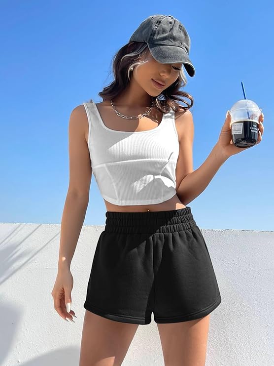 Letter Patched Detail Track Shorts for Women