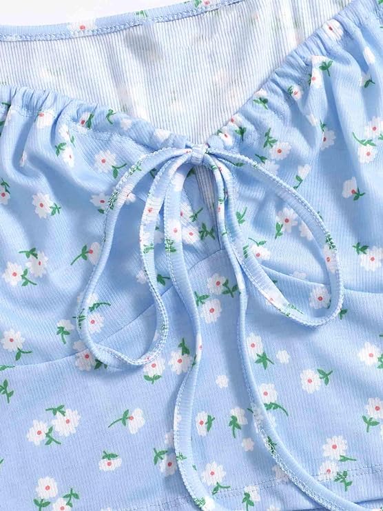 Puff Sleeves Floral Print Crop Top For Women