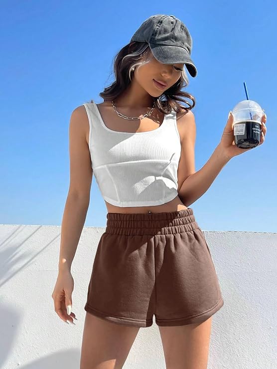 Letter Patched Detail Track Shorts for Women