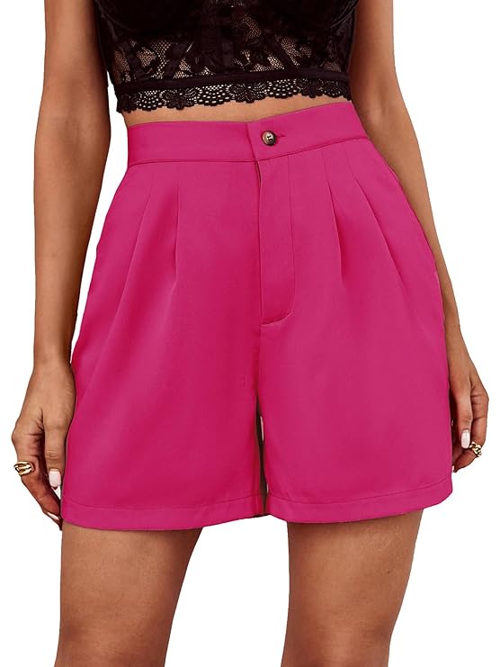 Women's Solid Slant Pocket Wide Leg Shorts