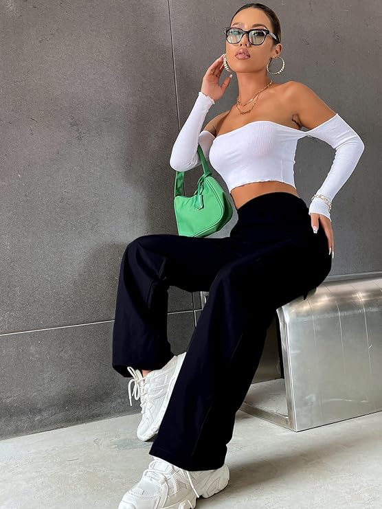 Women Loose Fit High-Rise Cotton Cargo