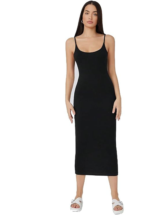 Shoulder Straps Sleeveless Bodycon Midi Dress