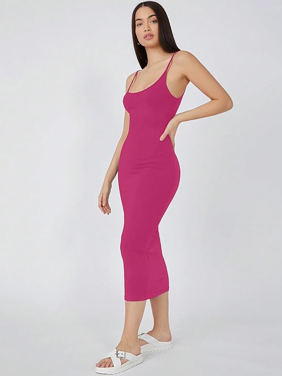 Shoulder Straps Sleeveless Bodycon Midi Dress