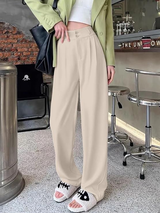 Women Relaxed Polyester Trousers