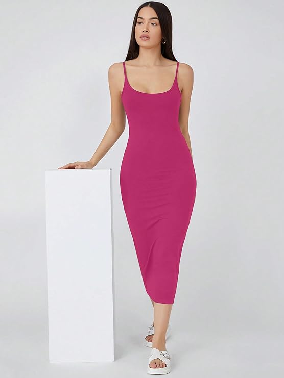 Shoulder Straps Sleeveless Bodycon Midi Dress