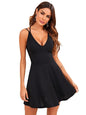 Women's Solid Crisscross Backless Fit and Flare Mini Dress