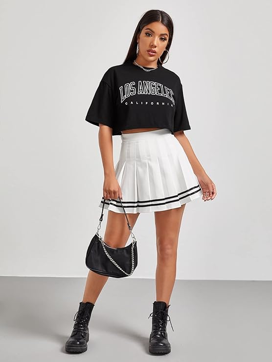 Women's Typography Front Print Crop Top