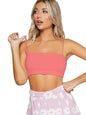 Women's Basic Plain Spaghetti Strap Tube Crop Cami Top