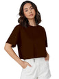 Women Solid Round Neck Cotton Blend T-Shirt
