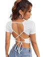 White Back Tie Backless Crop Top