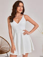 Women's Solid Crisscross Backless Fit and Flare Mini Dress