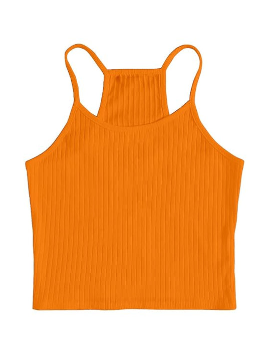 Shoulder Straps Ribbed Fitted Crop Top