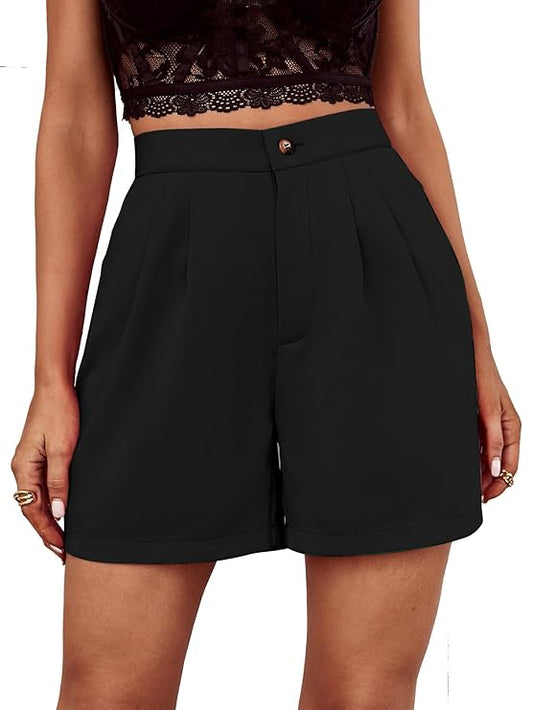 Women's Solid Slant Pocket Wide Leg Shorts