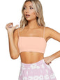 Women's Basic Plain Spaghetti Strap Tube Crop Cami Top