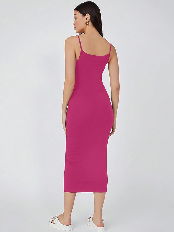 Shoulder Straps Sleeveless Bodycon Midi Dress