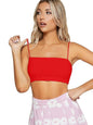 Women's Basic Plain Spaghetti Strap Tube Crop Cami Top