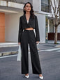 Women Relaxed Black Polyester Trousers