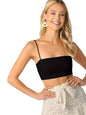 Women's Basic Plain Spaghetti Strap Tube Crop Cami Top