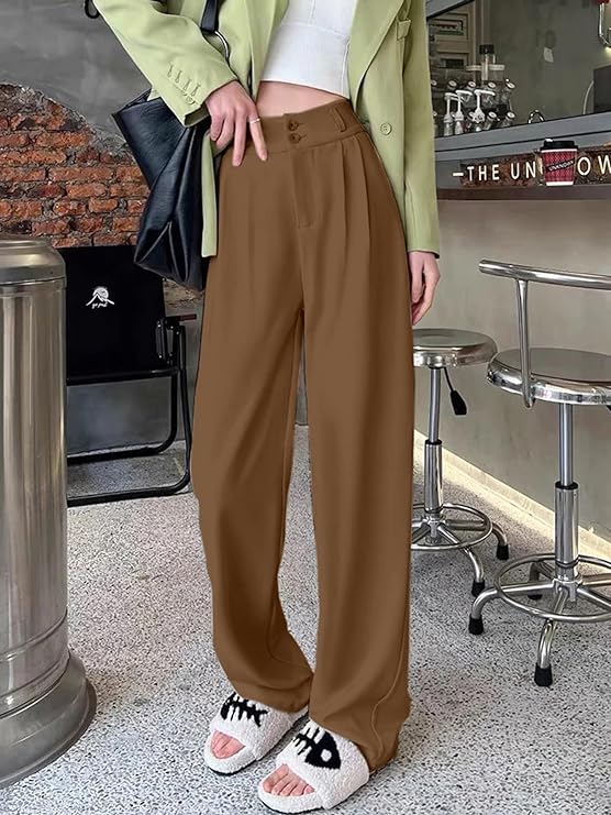 Women Relaxed Polyester Trousers