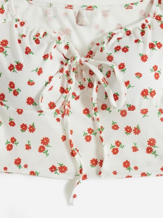 Puff Sleeves Floral Print Crop Top For Women
