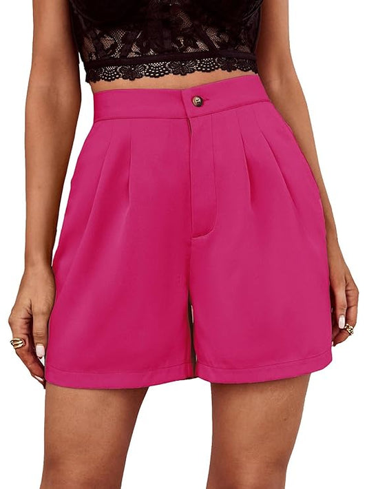Women's Solid Slant Pocket Wide Leg Shorts