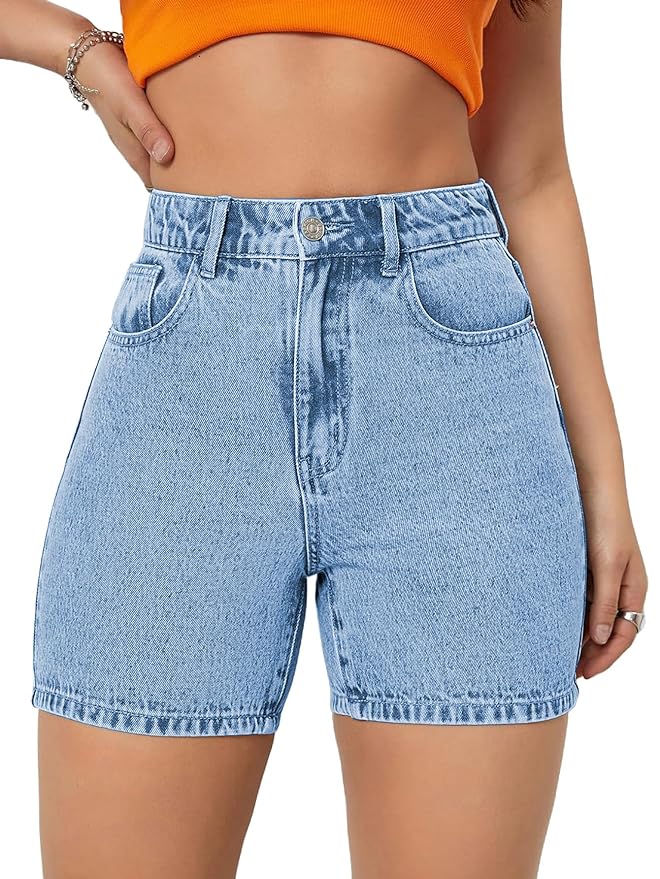 Solid Women Light Blue Denim Shorts