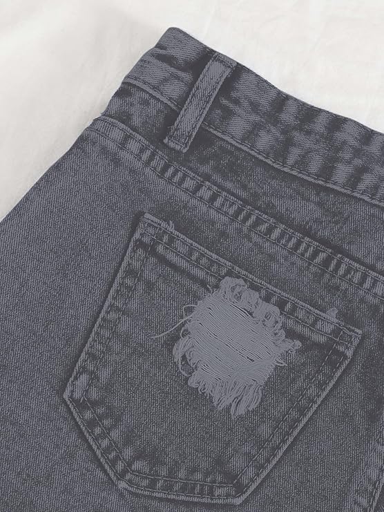 Women's Solid Raw Hem Ripped Denim Shorts - Grey
