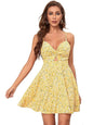 Ditsy Floral Print Twist Front Tie Backless Cami Dress