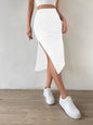Women Solid Pencil White Skirt