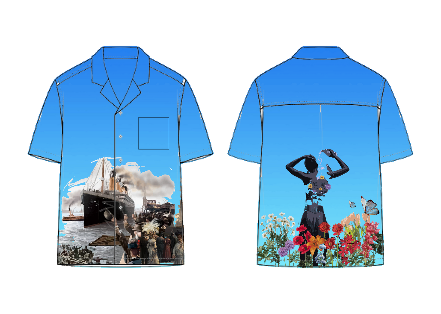 Gradient Bowling Shirt with Titanic Theme